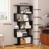 Yusong Bookshelf 5-Tier, Geometric Bookcase S Shaped Book Shelves for Bedroom, Modern Wood Decorative Display Shelf Book Case for Home Office, Black view 3