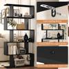 Yusong Bookshelf 5-Tier, Geometric Bookcase S Shaped Book Shelves for Bedroom, Modern Wood Decorative Display Shelf Book Case for Home Office, Black view 4