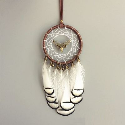 LIBERGA Small Dream Catcher for Car,Handmade Woven Dream Catchers White Rearview Mirror Hanging Pendant Aesthetic Home Decoration Boho Ornament