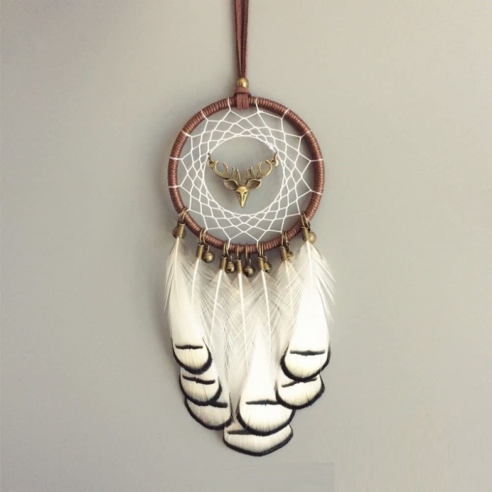 LIBERGA Small Dream Catcher for Car,Handmade Woven Dream Catchers White Rearview Mirror Hanging Pendant Aesthetic Home Decoration Boho Ornament