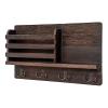 CONMING Wall Mounted Floating Mail Shelf with Coat Hooks, Wall-Mounted Storage Display Rack,Decorative Wooden Organizer and Storage,for Bedroom Living Room Home Furniture Office Decor view 1