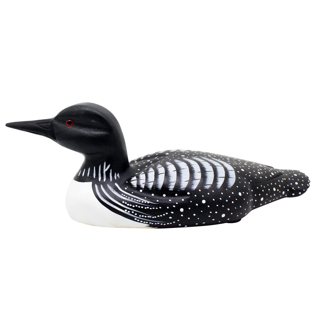 CVHOMEDECO. Primitives Hand Engraving and Painted Wood Loon Farmhouse Figurine Decorative Accent, 15 Inch