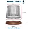 BOLESTA Whiskey Glasses Set of 2, Rotatable Tumbler Crystal Glass Cups, Drinking Glasses with 2Pcs Creative Walnut Coasters and Gift Box - for Scotch,Bourbon,Cocktails view 4