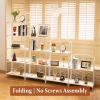 Crofy No Assembly Folding Bookshelf for Living Room, 4 Tier White Collapsible Book Shelf for Home Office, Portable Bookcase Storage Organizer view 4