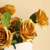 12 PCS Artificial Flowers Gold Roses Fake Silk Flower Long Stem Artificial Roses for Home Wendding Bathroom Party Decorations (Gold) view 4