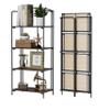 Crofy No Assembly Folding Bookshelf for Living Room, 4 Tier Black Collapsible Book Shelf for Home Office, Portable Bookcase Storage Organizer view 1