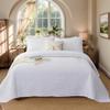 Brandream White Quilts Cotton Queen Size Quilted Comforter Set Farmhouse Matelasse Bedspreads 3-Piece view 1