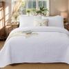 Brandream White Quilts Cotton Queen Size Quilted Comforter Set Farmhouse Matelasse Bedspreads 3-Piece view 2