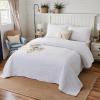 Brandream White Quilts Cotton Queen Size Quilted Comforter Set Farmhouse Matelasse Bedspreads 3-Piece view 3