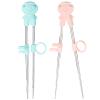 2 Pairs training chopsticks Learning Chopstick Helper Reusable Stainless Steel for Beginner Chopsticks Pink & Blue view 1