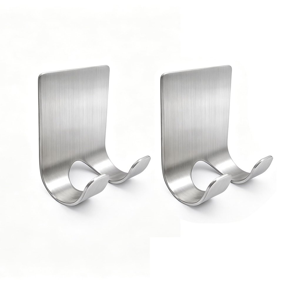 Razor Holder Shaver Hook Hanger Stand(2 Pack)Self Adhesive Stainless Steel Heavy Duty Utility Storage Hook,Shower Hook for Razor,Bathroom Kitchen Organizer for Plug Robe Towel Loofah Bathrobe Coat