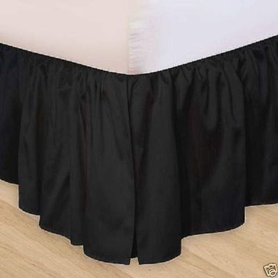Royalbeddingking Black Ruffled Bed Skirt with Split Corners Twin Size 12 Inch Drop Length Three Sided Coverage with 850 Thread Count Egyptian Cotton Ruffled Gatherd Bed Skirt