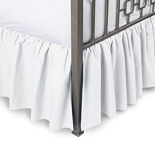 Royalbeddingking White Ruffled Bed Skirt with Split Corners Full Size 31 Inch Drop Length Three Sided Coverage with 850 Thread Count Egyptian Cotton Ruffled Gatherd Bed Skirt