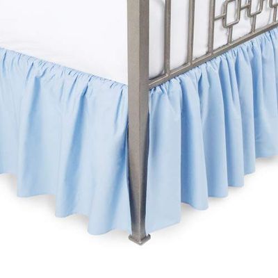Royalbeddingking Light Blue Ruffled Bed Skirt with Split Corners Short Queen Size 20 Inch Drop Length Three Sided Coverage with 850 Thread Count Egyptian Cotton Ruffled Gatherd Bed Skirt
