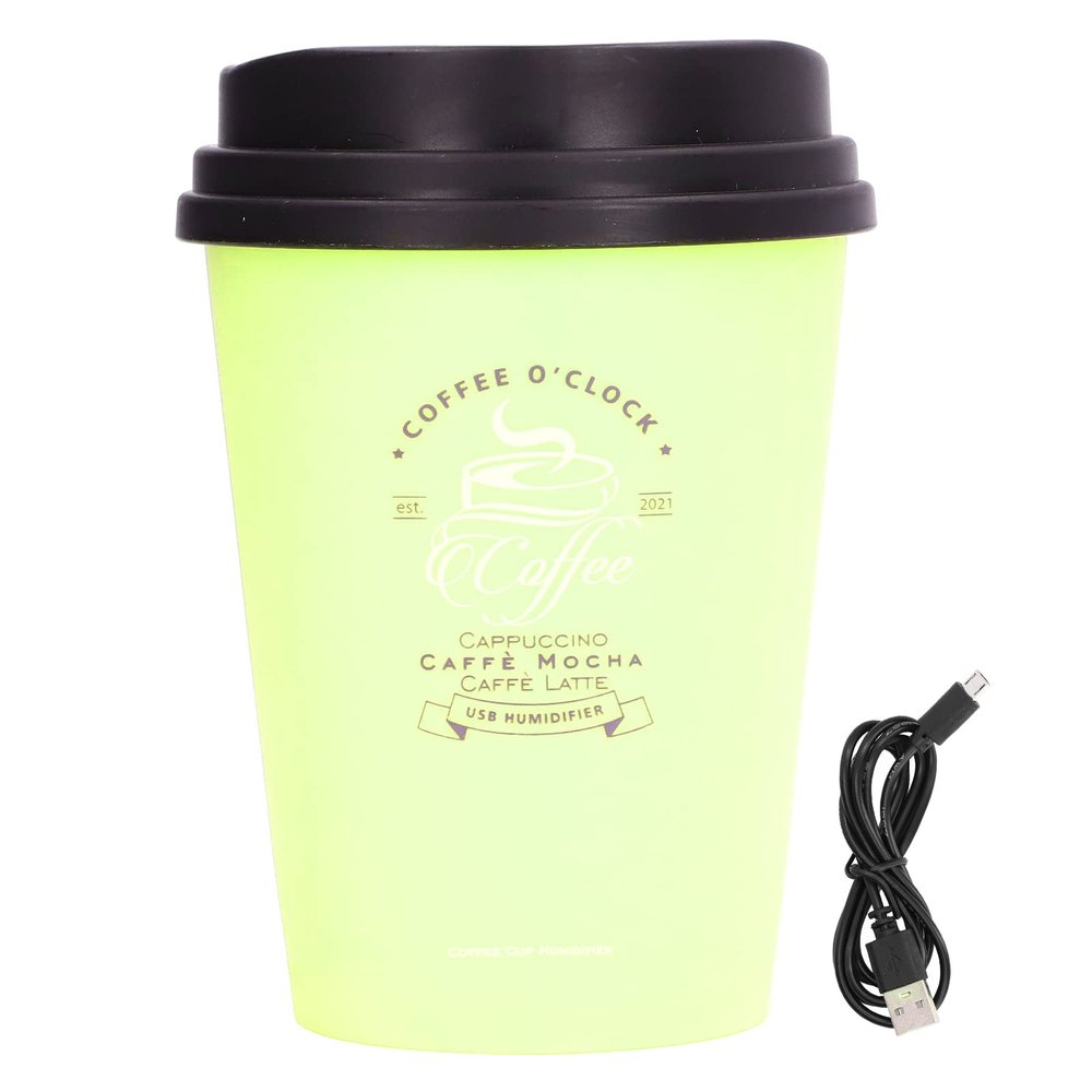 Zerodis USB Humidifier, 300ml Car Humidifier, Coffee Cup Shape, Green