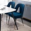 Aoowow Modern Dining Chairs Set of 2, Velvet Upholstered Side Chairs with Nailheads and Gold Tipped Black Metal Legs,Blue (Blue) view 2