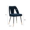 Aoowow Modern Dining Chairs Set of 2, Velvet Upholstered Side Chairs with Nailheads and Gold Tipped Black Metal Legs,Blue (Blue) view 3