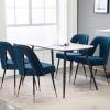 Aoowow Modern Dining Chairs Set of 2, Velvet Upholstered Side Chairs with Nailheads and Gold Tipped Black Metal Legs,Blue (Blue) view 4
