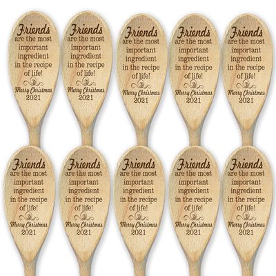 Set of 10 Merry Christmas Spoons Thank You Gift For Friends Christmas Party Decor Bridal Shower Gift