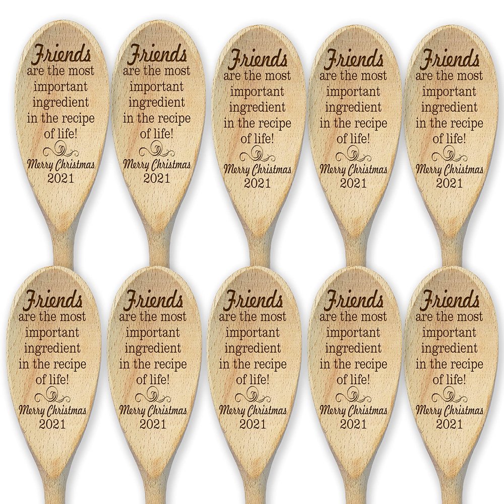 Set of 10 Merry Christmas Spoons Thank You Gift For Friends Christmas Party Decor Bridal Shower Gift