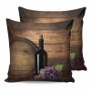 T&H XHome Throw Pillow Covers 26 x 26 Inches Set of 2 Wine Bottle and Fruit Grape with Wooden Barrel Farmhouse Decorations Cushion Pillow Cover Zippered Square Pillowcase for Bedroom Sofa Couch Chair view 1