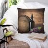 T&H XHome Throw Pillow Covers 26 x 26 Inches Set of 2 Wine Bottle and Fruit Grape with Wooden Barrel Farmhouse Decorations Cushion Pillow Cover Zippered Square Pillowcase for Bedroom Sofa Couch Chair view 3
