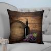 T&H XHome Throw Pillow Covers 26 x 26 Inches Set of 2 Wine Bottle and Fruit Grape with Wooden Barrel Farmhouse Decorations Cushion Pillow Cover Zippered Square Pillowcase for Bedroom Sofa Couch Chair view 4