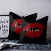 T&H XHome Throw Pillow Covers 24 x 24 Inches Set of 2 Red Lip Get Naked Black Background Farmhouse Decorations Cushion Pillow Cover Zippered Square Pillowcase for Bedroom Livingroom Sofa Couch Chair view 2
