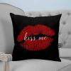 T&H XHome Throw Pillow Covers 24 x 24 Inches Set of 2 Red Lip Get Naked Black Background Farmhouse Decorations Cushion Pillow Cover Zippered Square Pillowcase for Bedroom Livingroom Sofa Couch Chair view 4