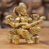 2" Devi Saraswati Seated on chowki - Small Size in Brass | Handmade | Made in India - Brass Statue view 2
