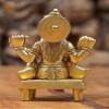 2" Devi Saraswati Seated on chowki - Small Size in Brass | Handmade | Made in India - Brass Statue view 3