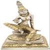 5" Seated Goddess Uma (Parvati) in Brass | Handmade | Made in India - Brass - Color Silver Gold view 1