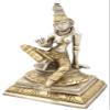 5" Seated Goddess Uma (Parvati) in Brass | Handmade | Made in India - Brass - Color Silver Gold view 2