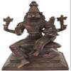 9" Lord Narasimha with Goddess Lakshmi in Brass | Handmade | Made in India - Brass - Color Antique view 1