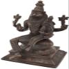 9" Lord Narasimha with Goddess Lakshmi in Brass | Handmade | Made in India - Brass - Color Antique view 3