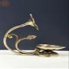 Exotic India 6" Handmade Brass Diya Shape Like a Leaf - Brass view 1
