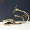 Exotic India 6" Handmade Brass Diya Shape Like a Leaf - Brass view 2