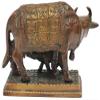3" Holy Mother Cow with Her Calf in Brass | Handmade | Made in India - Brass view 3