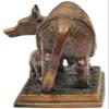 3" Holy Mother Cow with Her Calf in Brass | Handmade | Made in India - Brass view 4