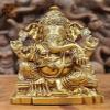 3" Ganesha Seated on Throne - Small Statue in Brass | Handmade | Made in India - Brass Statue view 1