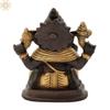 4" Small Ganesha in Brass | Handmade | Made in India - Brass Statue - Color Brown Gold view 3