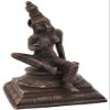 5" Seated Goddess Uma (Parvati) in Brass | Handmade | Made in India - Brass - Color Antique view 2