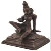 5" Seated Goddess Uma (Parvati) in Brass | Handmade | Made in India - Brass - Color Antique view 3