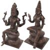11" Lord Shiva as Pashupatinath with Goddess Parvati in Brass | Handmade | Made in India - Brass - Color Antique view 2