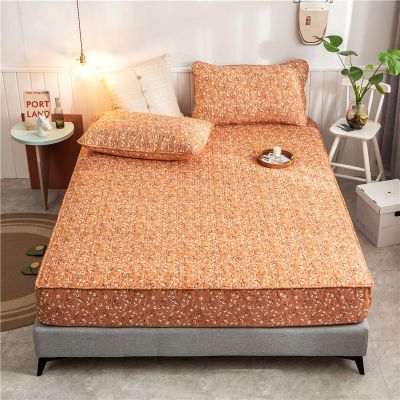 CFYCYHDZHT Bed Sheet Set,Soft Quilted Waterproof Mattress Cover for Elderly Room, Cartoon Print for Boys Girls Bedroom Top Hat Linen Fitted Sheets,Orange,150200cm+30cm