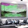 100% Hand-Painted Original Oil Painting Boat Decorations Beach Bathroom Decor Wall Art Christmas Decorations Abstract Large Landscape Acrylic Painting Gifts for Brother 96 by 48in Unframed view 2