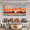 100% Hand-Painted Original Oil Painting Beach Bathroom Decor Wall Nautical Pictures for Wall Modern Farmhouse Decor Original Landscape Acrylic Painting Christmas Gifts for Women 64X32in Unframed view 3