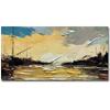 100% Hand-Painted Original Oil Painting Ocean Painting Wall Art Decor to Hang Over Bed Pictures for Bedroom Wall Decor Golden Paintings Gifts for Women Who Have Everything 60X30Inch Unframed view 1