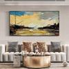 100% Hand-Painted Original Oil Painting Ocean Painting Wall Art Decor to Hang Over Bed Pictures for Bedroom Wall Decor Golden Paintings Gifts for Women Who Have Everything 60X30Inch Unframed view 3