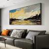 100% Hand-Painted Original Oil Painting Ocean Painting Wall Art Decor to Hang Over Bed Pictures for Bedroom Wall Decor Golden Paintings Gifts for Women Who Have Everything 60X30Inch Unframed view 4